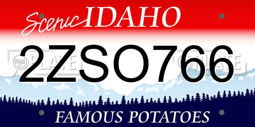 2ZSO766 Idaho License Plate