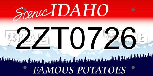 2ZT0726 Idaho License Plate