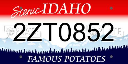 2ZT0852 Idaho License Plate