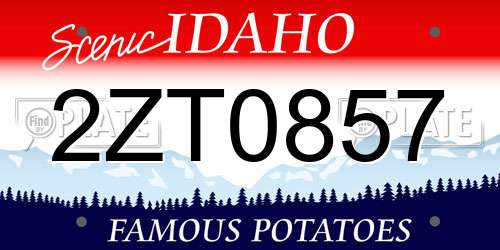 2ZT0857 Idaho License Plate