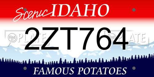 2ZT764 Idaho License Plate