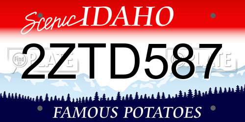 2ZTD587 Idaho License Plate