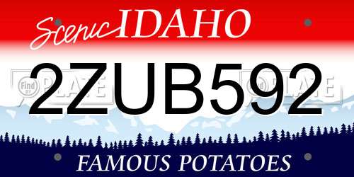 2ZUB592 Idaho License Plate
