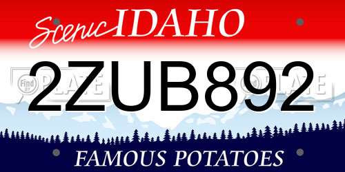 2ZUB892 Idaho License Plate