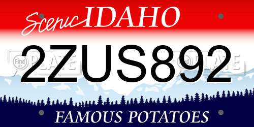 2ZUS892 Idaho License Plate