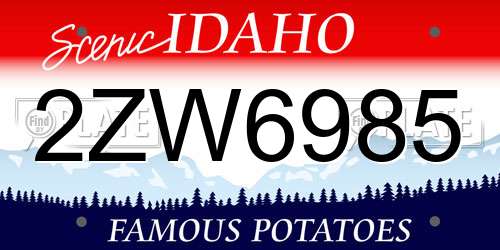 2ZW6985 Idaho License Plate