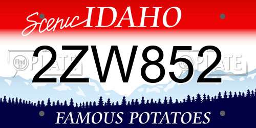 2ZW852 Idaho License Plate