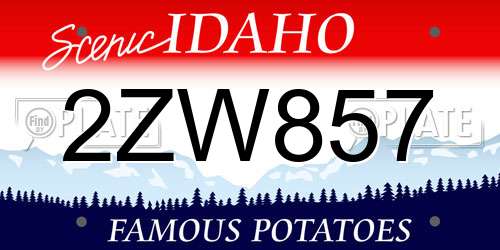2ZW857 Idaho License Plate