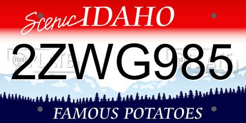 2ZWG985 Idaho License Plate