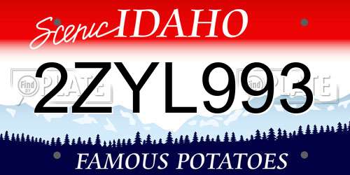 2ZYL993 Idaho License Plate