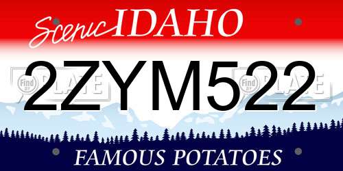 2ZYM522 Idaho License Plate