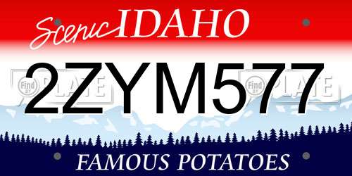 2ZYM577 Idaho License Plate