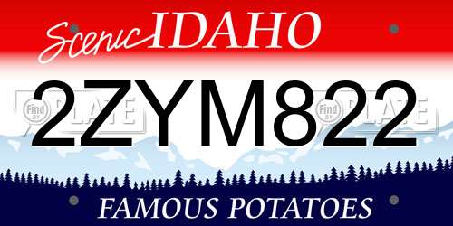2ZYM822 Idaho License Plate