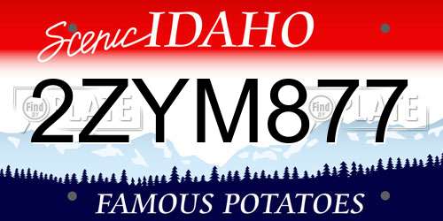 2ZYM877 Idaho License Plate