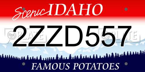 2ZZD557 Idaho License Plate
