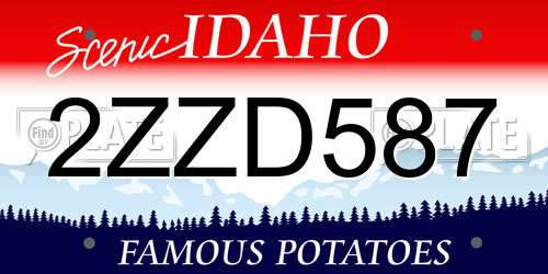 2ZZD587 Idaho License Plate