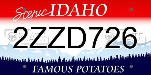 2ZZD726 Idaho License Plate