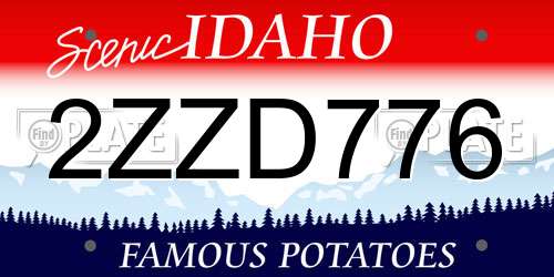 2ZZD776 Idaho License Plate