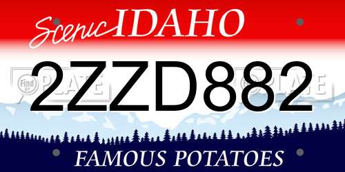 2ZZD882 Idaho License Plate