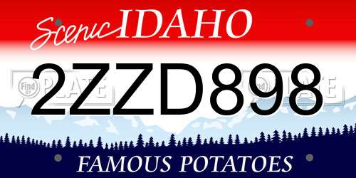 2ZZD898 Idaho License Plate