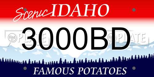 3000BD Idaho License Plate