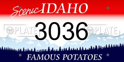 3036 Idaho License Plate