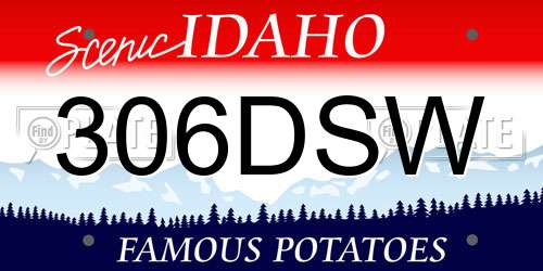 306DSW Idaho License Plate