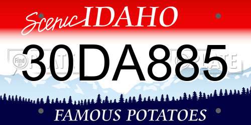 30DA885 Idaho License Plate