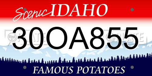 30OA855 Idaho License Plate