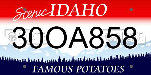 30OA858 Idaho License Plate