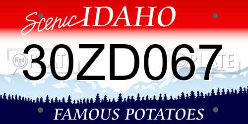 30ZD067 Idaho License Plate