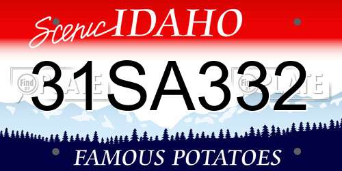 31SA332 Idaho License Plate