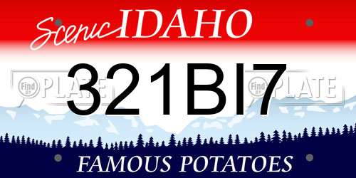 321BI7 Idaho License Plate