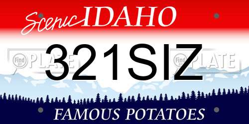 321SIZ Idaho License Plate