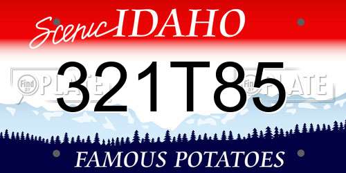 321T85 Idaho License Plate