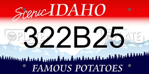 322B25 Idaho License Plate