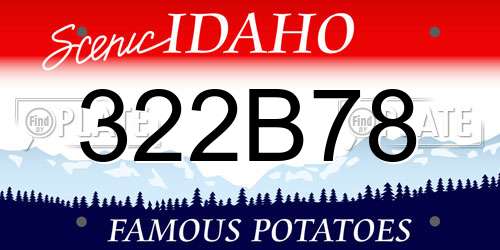 322B78 Idaho License Plate