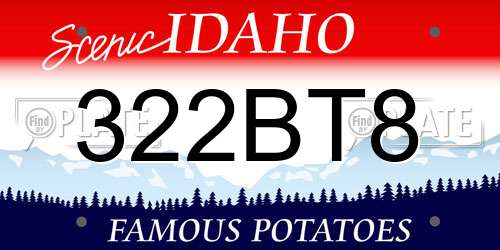 322BT8 Idaho License Plate