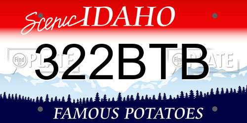 322BTB Idaho License Plate