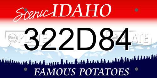 322D84 Idaho License Plate
