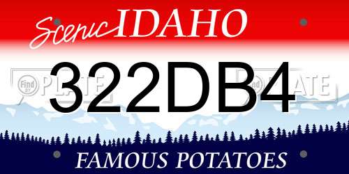 322DB4 Idaho License Plate