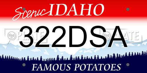 322DSA Idaho License Plate