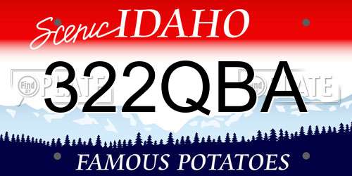 322QBA Idaho License Plate