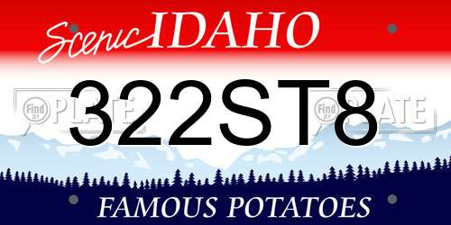 322ST8 Idaho License Plate