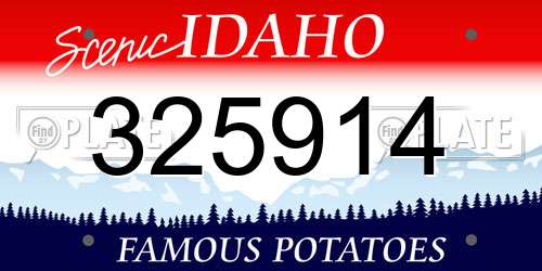 325914 Idaho License Plate