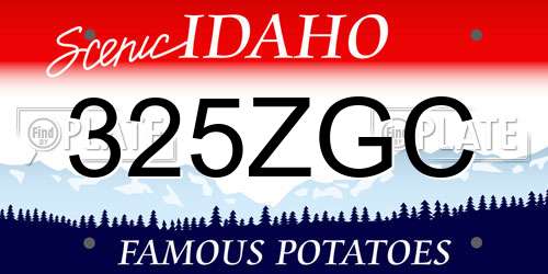 325ZGC Idaho License Plate