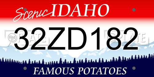 32ZD182 Idaho License Plate