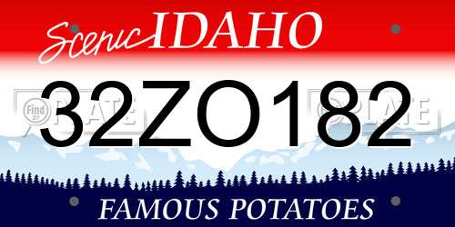 32ZO182 Idaho License Plate