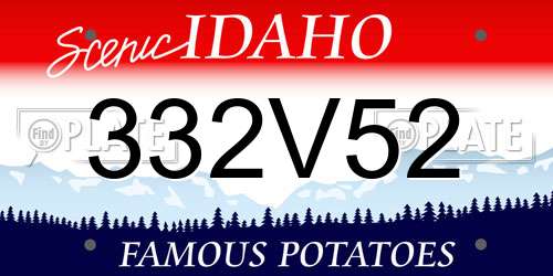 332V52 Idaho License Plate