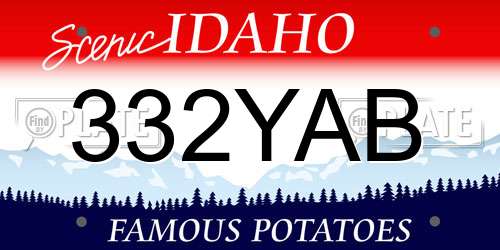 332YAB Idaho License Plate
